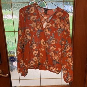 Womens brown floral blouse
